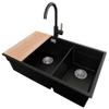 PRIMAGRAN Granite Sink for 80 cm+ Base Cabinet with Kitchen Faucet, 76 x 47 cm view 1