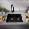 PRIMAGRAN Granite Sink for 80 cm+ Base Cabinet with Kitchen Faucet, 76 x 47 cm view 3