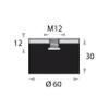 SMI M12 Female-Thread Rubber-Metal Vibration Mount, Ø60 × 30 mm, 8-Pack view 2