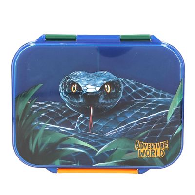 Depesche Adventure World Lunch Box, Navy Blue and Green, Snake Design