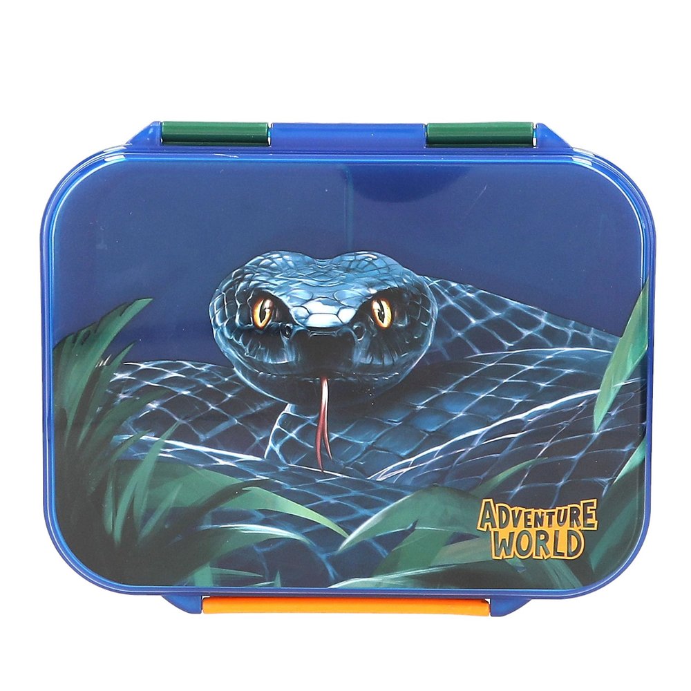 Depesche Adventure World Lunch Box, Navy Blue and Green, Snake Design