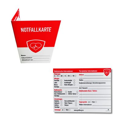 GRAFBURG Emergency Card for Wallet - Foldable ID with First Aid Guide - Set of 6
