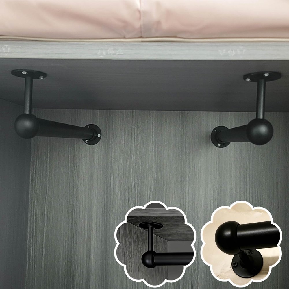 L-Shaped Clothes Rods for Hanging Clothes, Space-Saving Closet Rods, 2-Pack