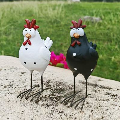 Rooster Garden Figurine, Resin and Metal