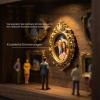 DIY Mini Museum Silhouette Box with LED Light, 8 Gold Frames & 8 Random Figures, Black view 2