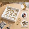 DIY Mini Museum Silhouette Box with LED Light, 8 Gold Frames & 8 Random Figures, Black view 4