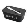 Butter Dish with Lid Groove, 6.57 x 3.82 x 2.91 in, with Spatula, Plastic Butter Container and Cheese Box, Dishwasher-Safe, Black view 1