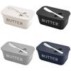 Butter Dish with Lid Groove, 6.57 x 3.82 x 2.91 in, with Spatula, Plastic Butter Container and Cheese Box, Dishwasher-Safe, Black view 2