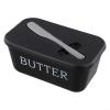 Butter Dish with Lid Groove, 6.57 x 3.82 x 2.91 in, with Spatula, Plastic Butter Container and Cheese Box, Dishwasher-Safe, Black view 4