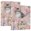 Cute Brown Cat Cartoon Binder, 3.8 cm Round Rings, Inner Pockets, 1/2-Pack, Hardcover view 1