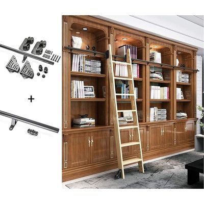 Library Ladder Hardware Kit with Rails, Rollers and Brakes