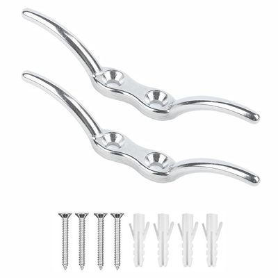 SENRISE 2 x L Marine Hardware Rope Cleats, 316 Stainless Steel, for Ships, Yachts, Marinas and Garage Walls
