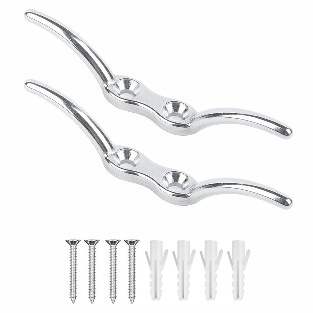 SENRISE 2 x L Marine Hardware Rope Cleats, 316 Stainless Steel, for Ships, Yachts, Marinas and Garage Walls