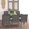 WGYHOME 7-Piece Gray Poly Rattan Garden Dining Set view 1