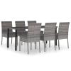 WGYHOME 7-Piece Gray Poly Rattan Garden Dining Set view 2