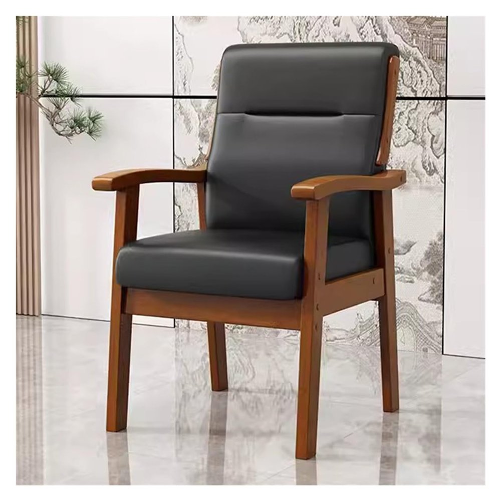 Tub Chair Leather Armchair with Wooden Frame – Comfortable Occasional Reading and Dining Chair for Living Room and Bedroom