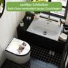 banjado D-Shaped Toilet Seat with Soft-Close, Black Kitten Design view 3