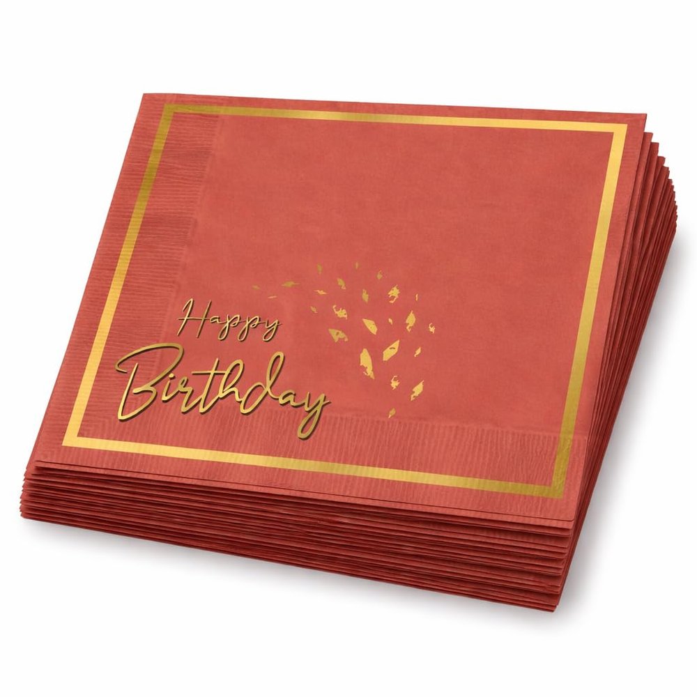 STUWU Premium Birthday Napkins 33x33 cm - 20 Pack