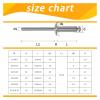 Blind Rivets, 1,065 Pieces, Aluminum Dome Head, Steel Mandrel, M3.2/M4/M5/M6.4, Pop Rivets, Pull Rivets, Exhaust Rivets (10 mm, M3.2, 45 pcs) view 2