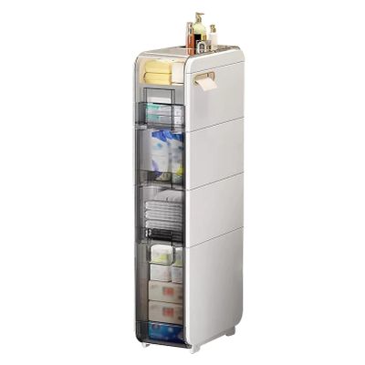 Tall Rolling Storage Cabinet with Clear Drawers