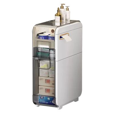 Bathroom Storage Cabinet with Transparent Drawers and Wheels