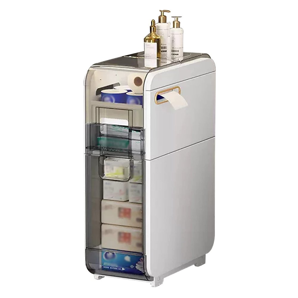 Bathroom Storage Cabinet with Transparent Drawers and Wheels