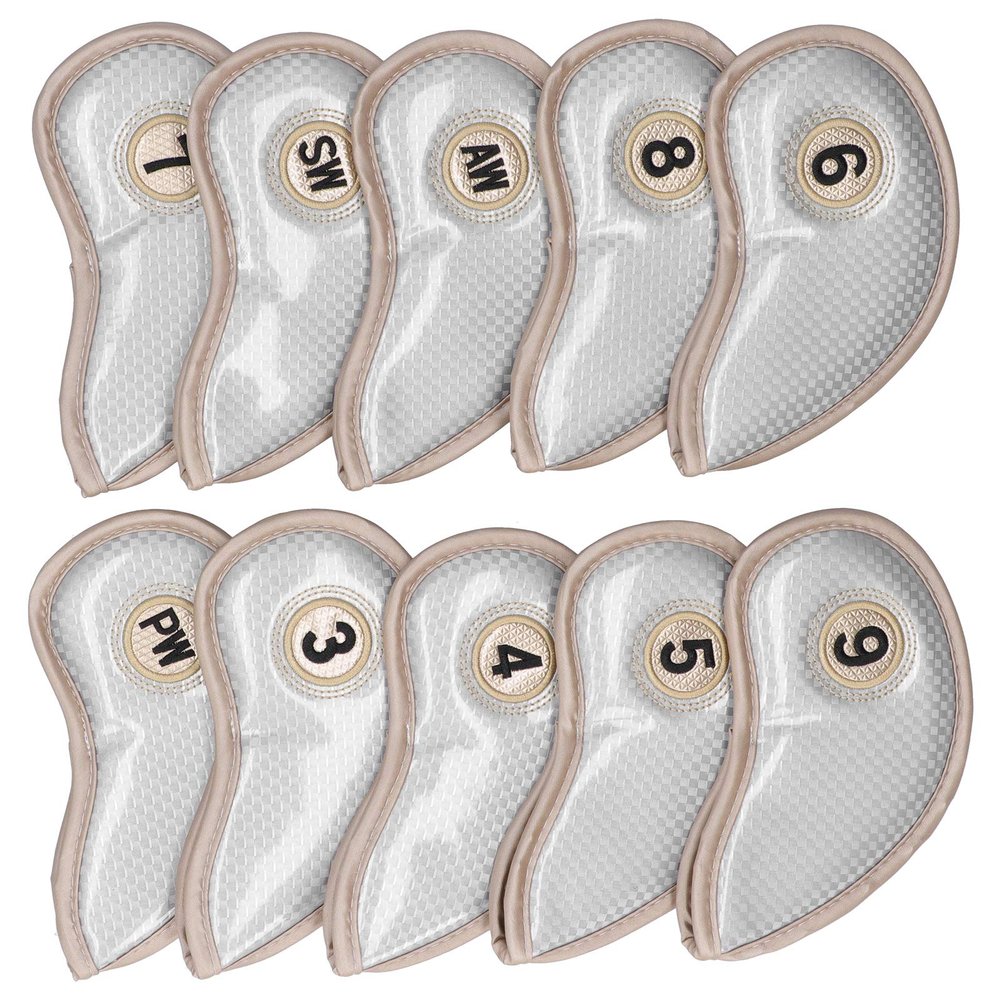 MAMJENNI Golf Iron Headcover Set with Numbered Labels, Silver