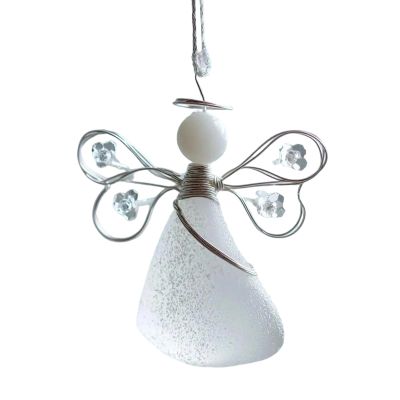Sea Glass Angel Ornament - 2D Acrylic Charm for Holidays