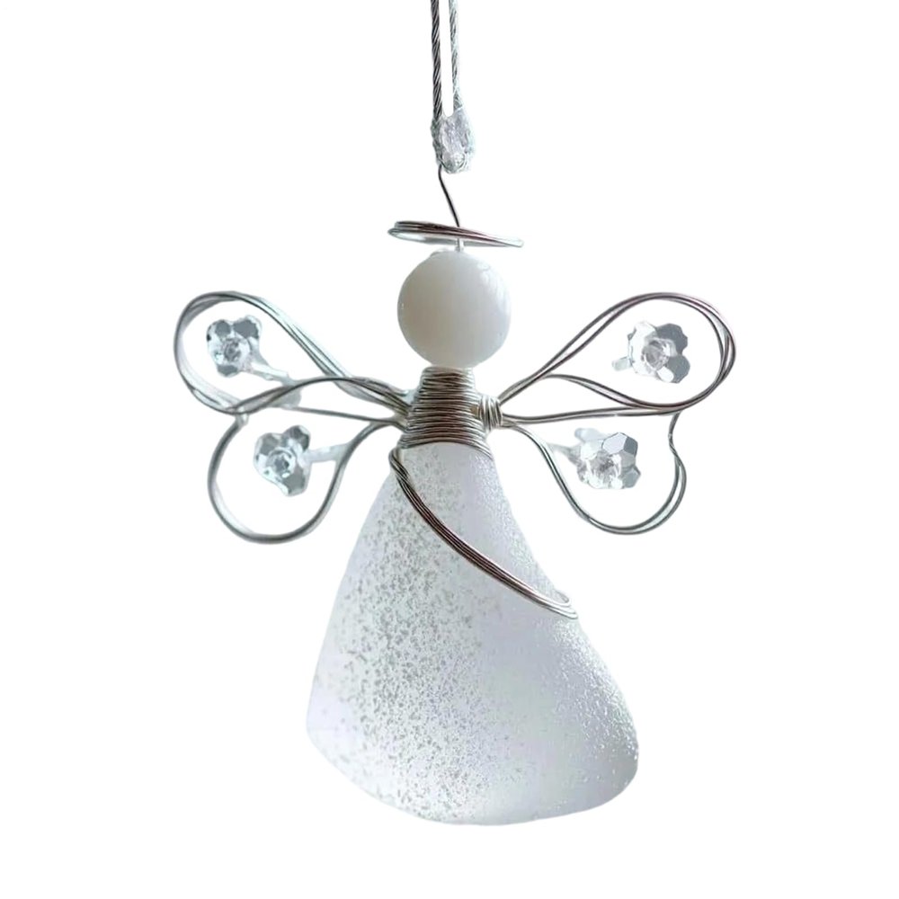 Sea Glass Angel Ornament - 2D Acrylic Charm for Holidays