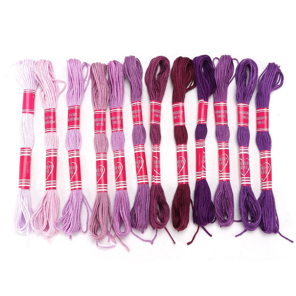 Fdit Polyester Embroidery Thread Set, 12-Piece Gradient