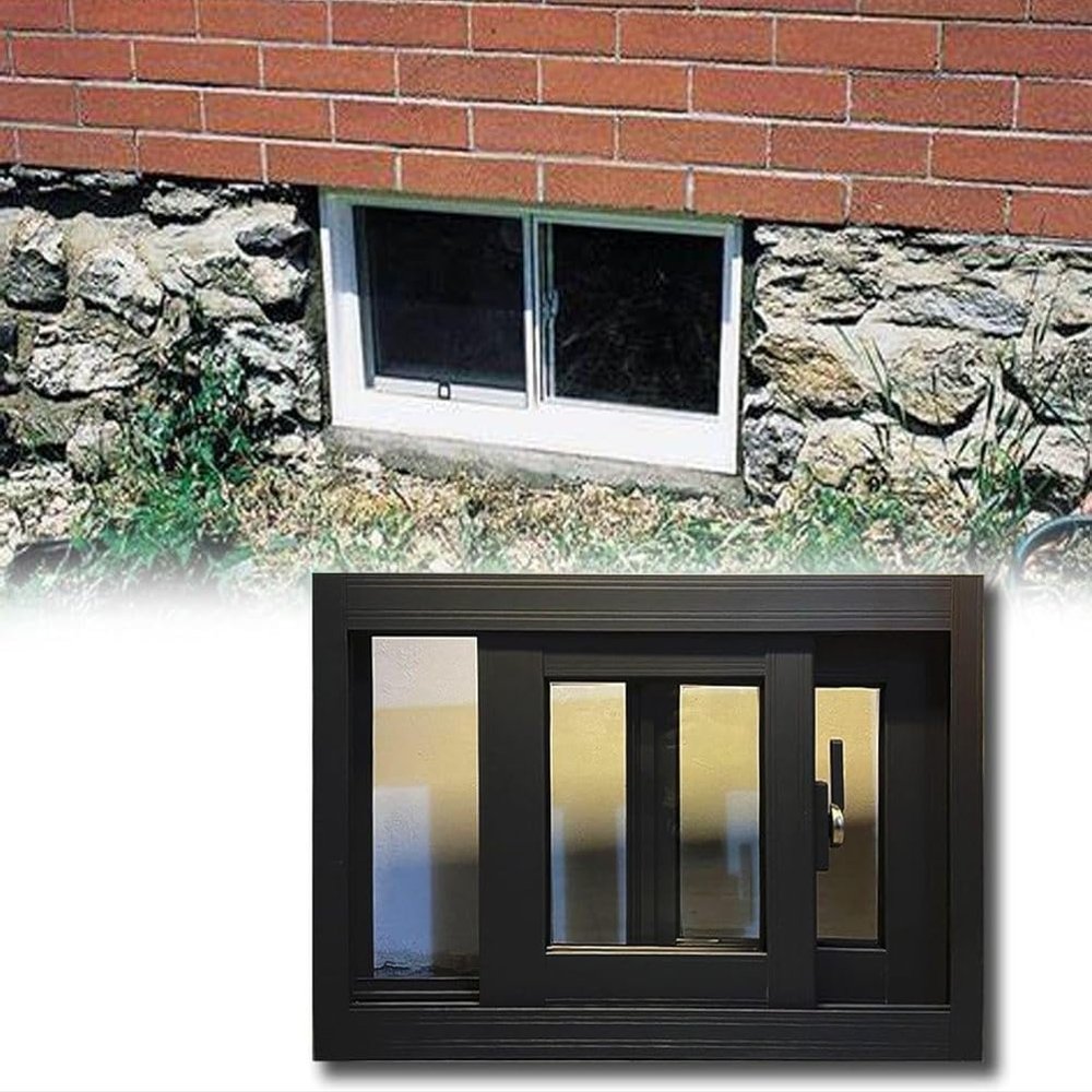 Aluminum Basement Sliding Window with Screen and Tempered Glass, 31 x 22 in (W x H)