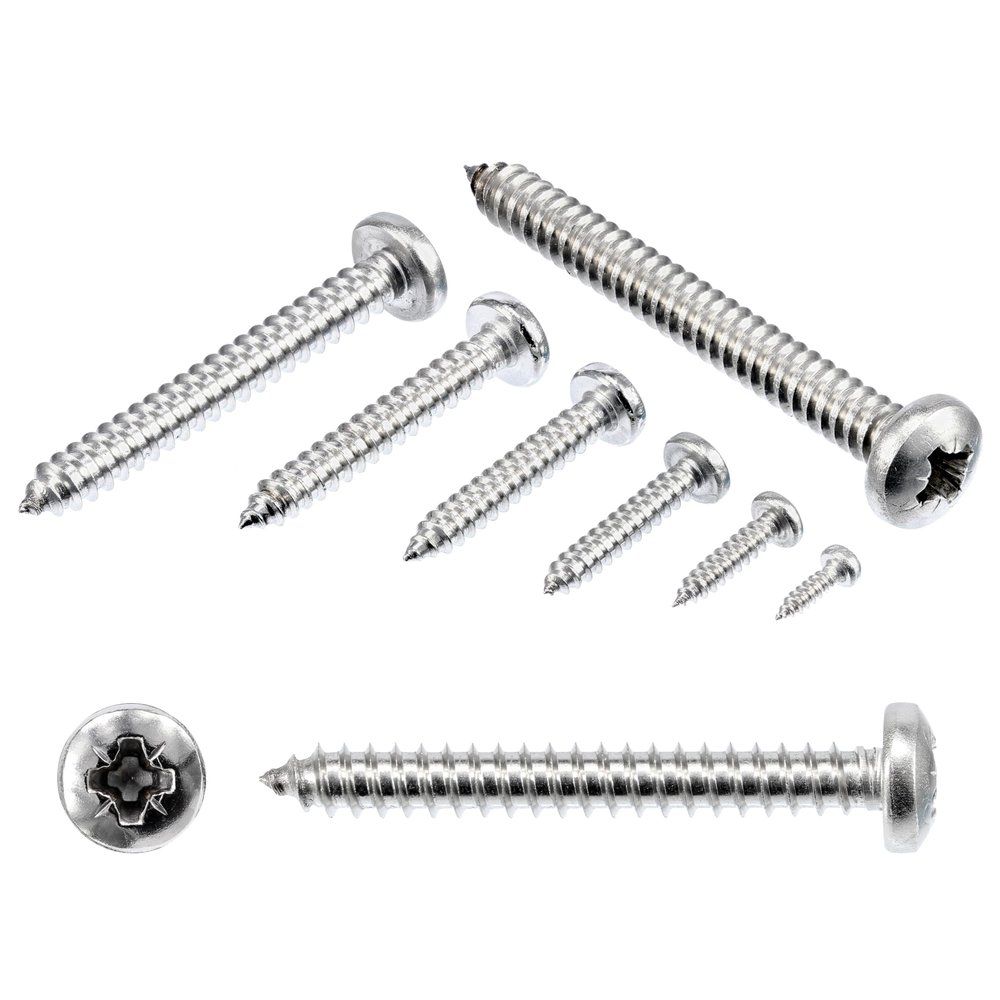 NORMREICH 1000-Piece Pan Head Sheet Metal Screws 3.5 x 22 mm Stainless Steel A2 (V2A), DIN 7981 / ISO 7049