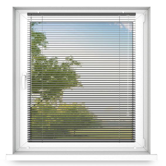 time4blinds - No-Drill Interior Window Blinds - Aluminum Blinds for Living Room, Bedroom, Kitchen and Office - with Cable Guide - Glossy Black, Right, 1700 x 1800