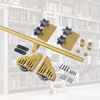 Sliding Door Set, Rolling Library Rail for Indoor and Attic Installation, Mobile Ladder Rail, 1 m to 6 m, Round-Tube Design (Ladder Not Included)