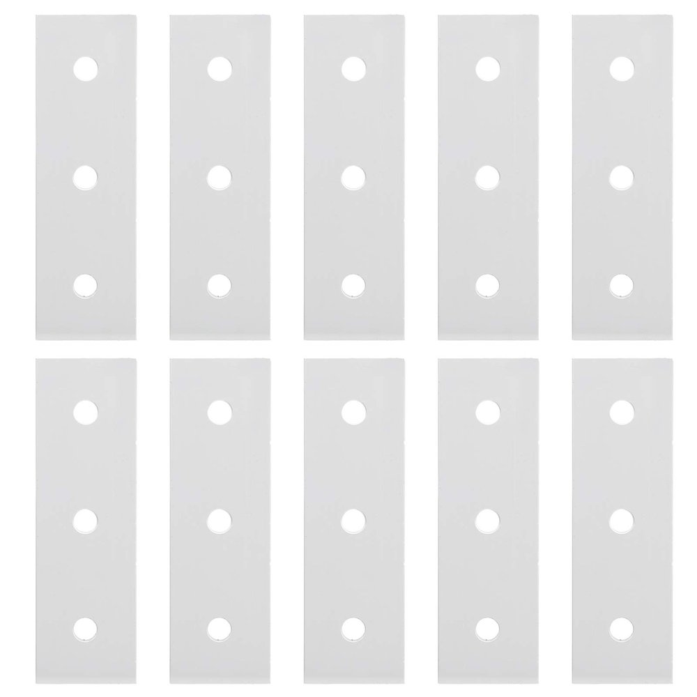10-Piece Aluminum Flat Joining Plates, Straight Reinforcement Plates, Silver, 60 mm, 90 mm, 120 mm (3030)