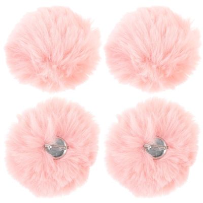 Healifty 4-Pack Fluffy Pompon Brooches