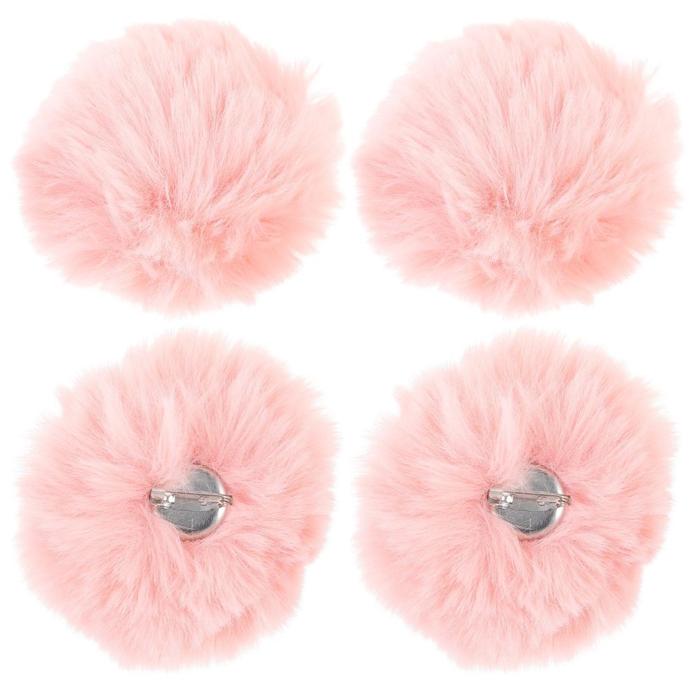 Healifty 4-Pack Fluffy Pompon Brooches
