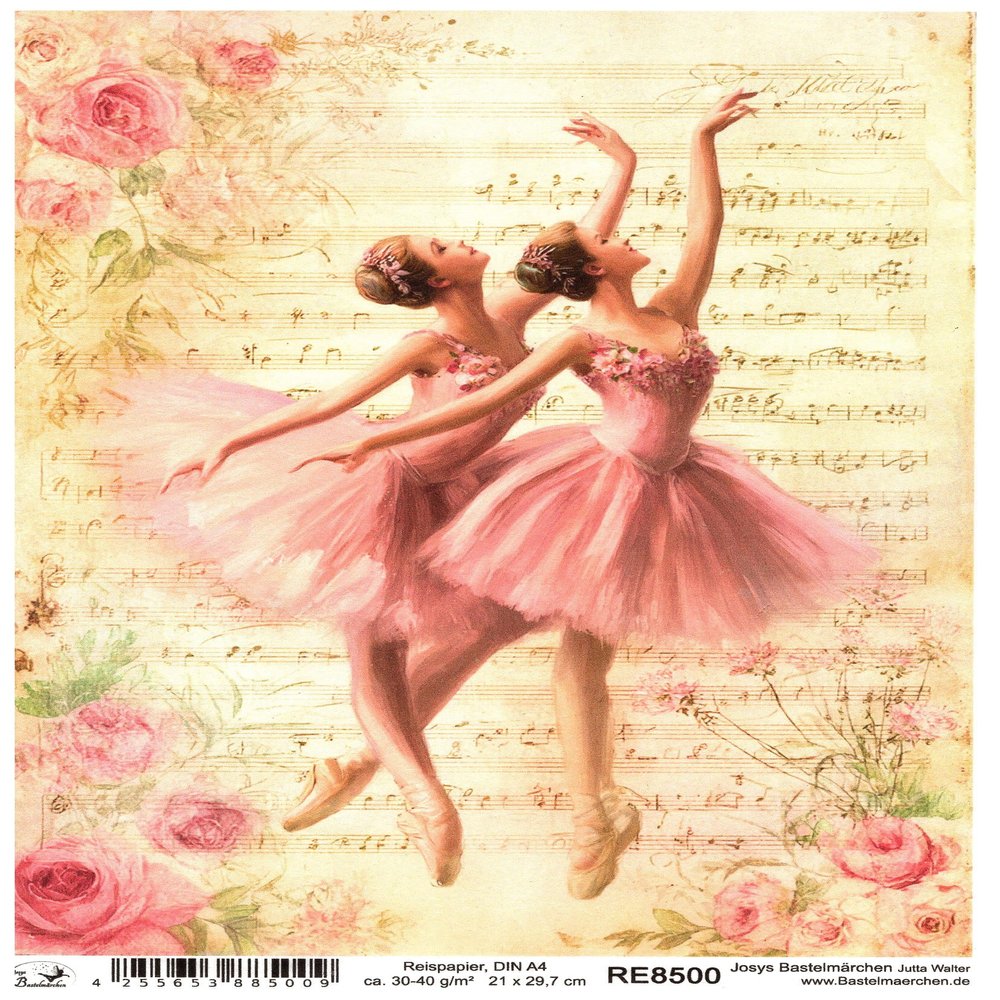 Josys Craft Fairy Rice Paper A4 Decoupage Vintage Ballet Dancer Sheet