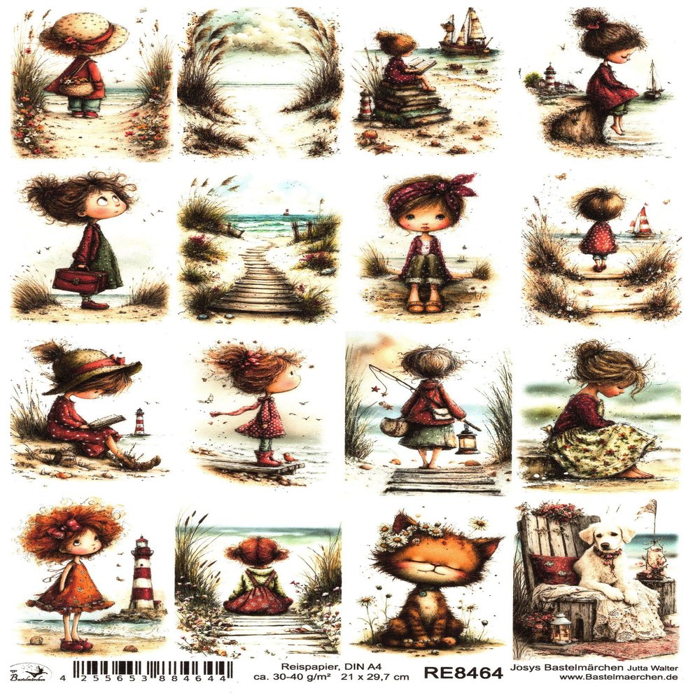 Josys Craft Fairy Rice Paper A4 Decoupage Humor Comic Beach Sea Vacation Small Images RE8464