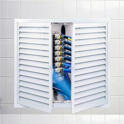 Louvered Access Panel, Double Door, Drywall Inspection Hatch, 600 × 1000 mm, White, Outdoor Use