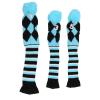 Alomejor Knitted Golf Club Headcovers, 3-Piece Set with Pom-Poms, Blue/Black view 1