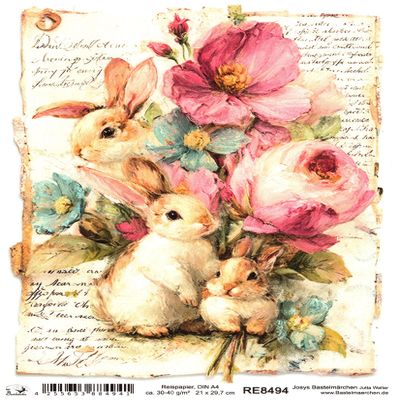 Josys Craft Paper A4 Decoupage Easter Bunny Vintage