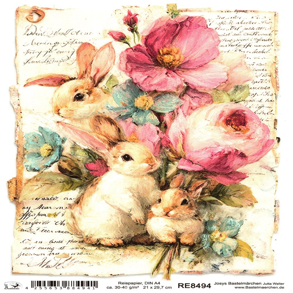 Josys Craft Paper A4 Decoupage Easter Bunny Vintage