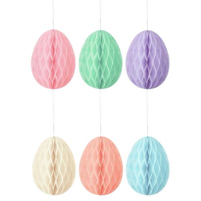 3D Paper Easter Ornaments | 6 Hanging Egg Decorations