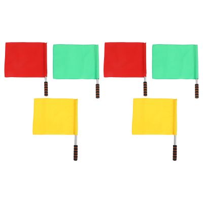DIYEAH 6-Pack Stainless Steel Referee Hand Signal Flags, Red, Yellow and Green Safety Warning Flags for Soccer, Sports and Traffic Safety