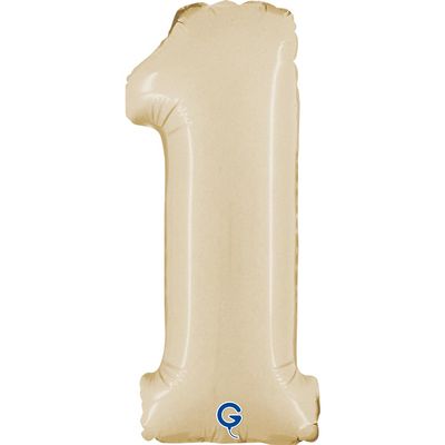 Mini Number Foil Balloon 14"/36cm | Satin Cream 1