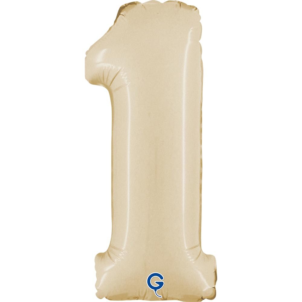 Mini Number Foil Balloon 14"/36cm | Satin Cream 1