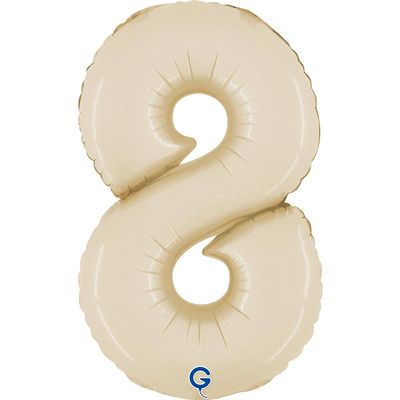 Mini Number Foil Balloon 14"/36cm | Satin Cream 8