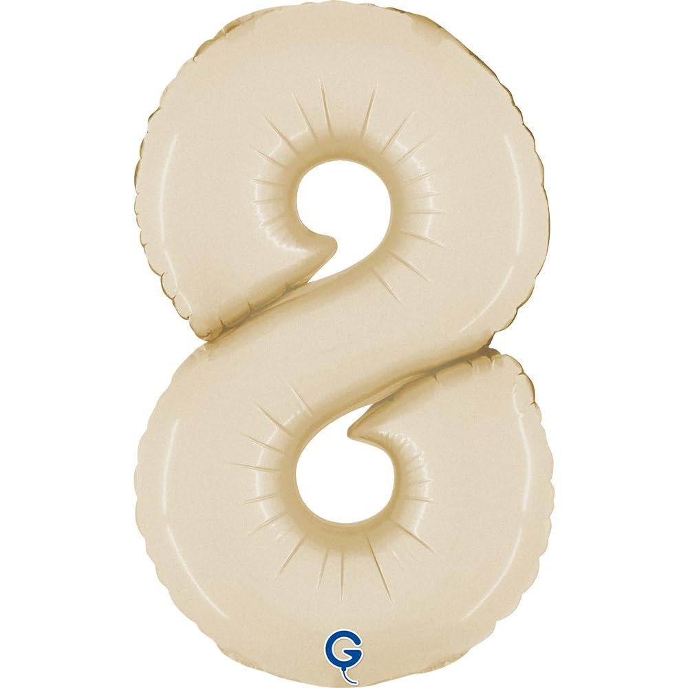 Mini Number Foil Balloon 14"/36cm | Satin Cream 8