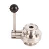 304 Stainless Steel Butterfly Three-Way Clamp Valve, Sanitary Quick-Connect, PN1.6, 150°C, OD 32 mm view 3